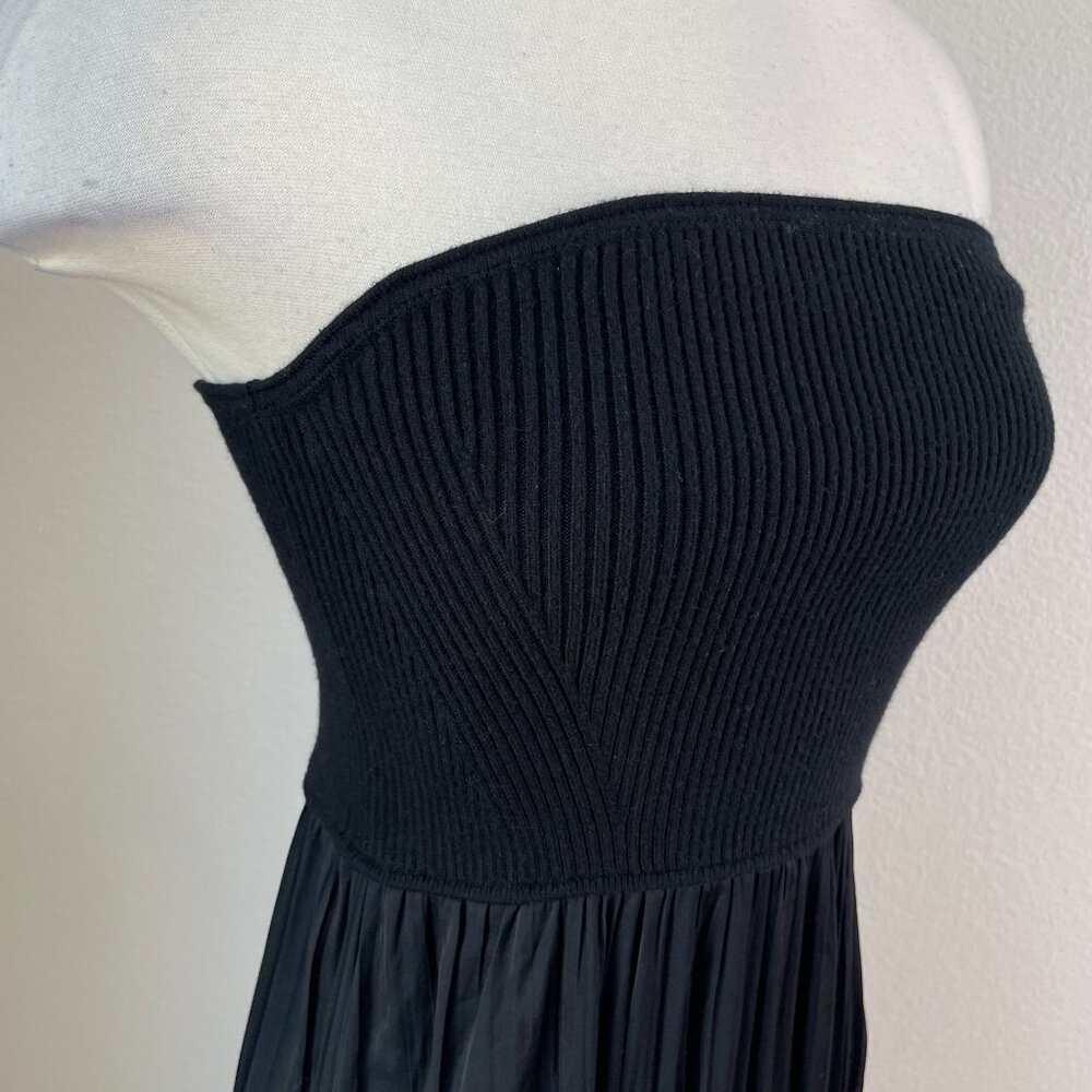 NEW Anthropologie Womens Medium Black Strapless Maxi Dress Ribbed Knit Bodice - Picture 9 of 12